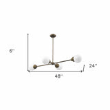 Portsmith 4-Light Raw Brass Island Pendant With White Globe Shades - Homeroots - Flyclothing LLC
