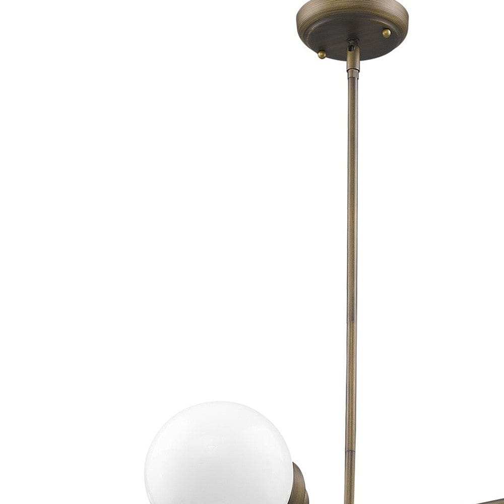 Portsmith 4-Light Raw Brass Island Pendant With White Globe Shades - Homeroots - Flyclothing LLC