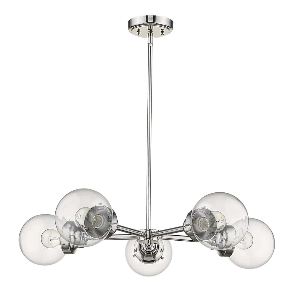 Silver Five Light Metal Dimmable Chandelier With Clear Shades - Homeroots - Flyclothing LLC