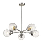 Silver Five Light Metal Dimmable Chandelier With Clear Shades - Homeroots - Flyclothing LLC