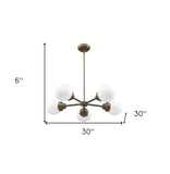 Bronze Five Light Metal Dimmable Chandelier With White Shades - Homeroots - Flyclothing LLC