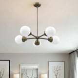 Bronze Five Light Metal Dimmable Chandelier With White Shades - Homeroots - Flyclothing LLC