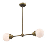 Portsmith 2-Light Raw Brass Island Pendant With White Globe Shades - Homeroots - Flyclothing LLC