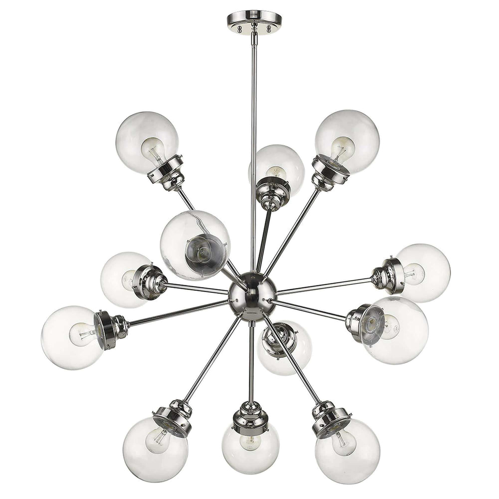 Silver Sputnik Twelve Light Metal Dimmable Chandelier With Clear Shades - Homeroots - Flyclothing LLC