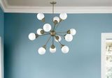 Bronze Sputnik Twelve Light Frosted Metal Dimmable Chandelier With Off White Shades - Homeroots - Flyclothing LLC