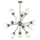 Bronze Sputnik Twelve Light Frosted Metal Dimmable Chandelier With Off White Shades - Homeroots - Flyclothing LLC