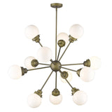 Bronze Sputnik Twelve Light Frosted Metal Dimmable Chandelier With Off White Shades - Homeroots - Flyclothing LLC