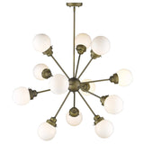 Bronze Sputnik Twelve Light Frosted Metal Dimmable Chandelier With Off White Shades - Homeroots - Flyclothing LLC