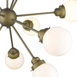Bronze Sputnik Twelve Light Frosted Metal Dimmable Chandelier With Off White Shades - Homeroots - Flyclothing LLC