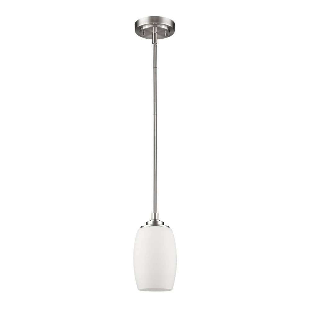 Silver Hanging Light with Frosted Glass Shade - Homeroots - Flyclothing LLC