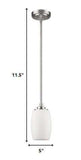 Silver Hanging Light with Frosted Glass Shade - Homeroots - Flyclothing LLC