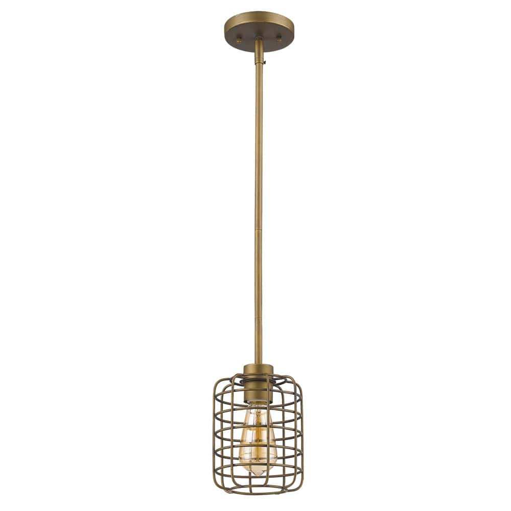 Brushed Gold Metal Cage Hanging Light - Homeroots - Flyclothing LLC