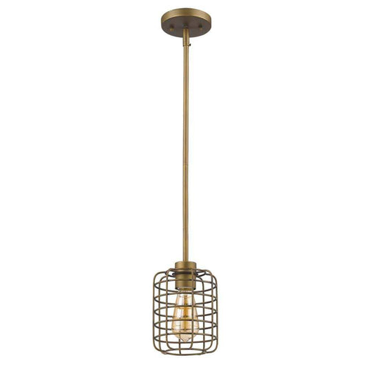 Brushed Gold Metal Cage Hanging Light - Homeroots - Flyclothing LLC