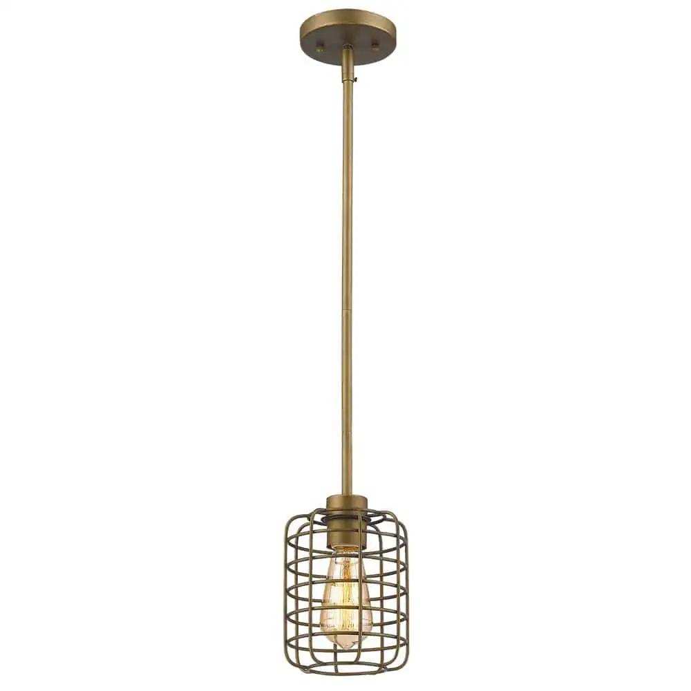Brushed Gold Metal Cage Hanging Light - Homeroots - Flyclothing LLC