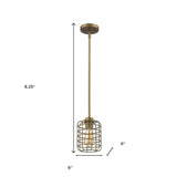 Brushed Gold Metal Cage Hanging Light - Homeroots - Flyclothing LLC