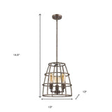 Rebarre 3-Light Antique Silver Drum Pendant With Open Cage Shade - Homeroots - Flyclothing LLC
