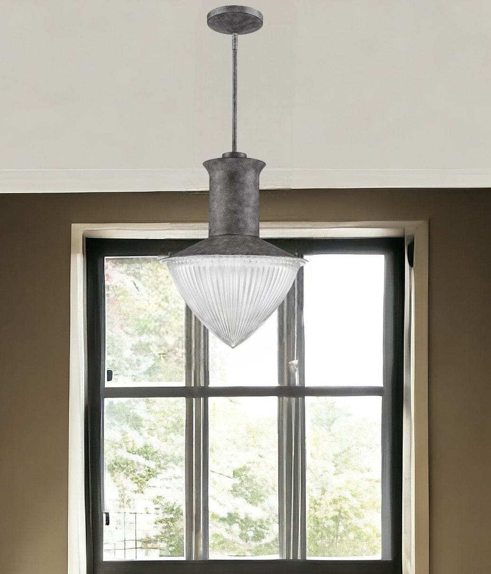Skylar 1-Light Ash Pendant With Halophane Glass Shade - Homeroots - Flyclothing LLC