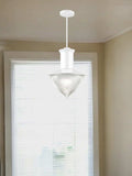 Skylar 1-Light White Pendant With Halophane Glass Shade - Homeroots - Flyclothing LLC