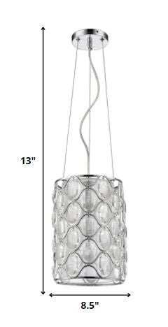 Isabella 1-Light Polished Nickel Drum Pendant With Crystal Accents - Homeroots - Flyclothing LLC