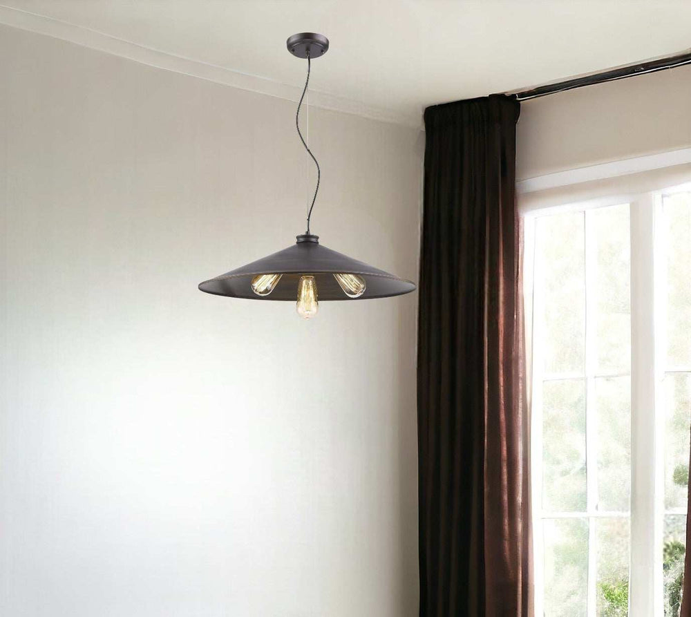 Alcove 4-Light Oil-Rubbed Bronze Pendant With Raw Brass Interior Shade - Homeroots - Flyclothing LLC