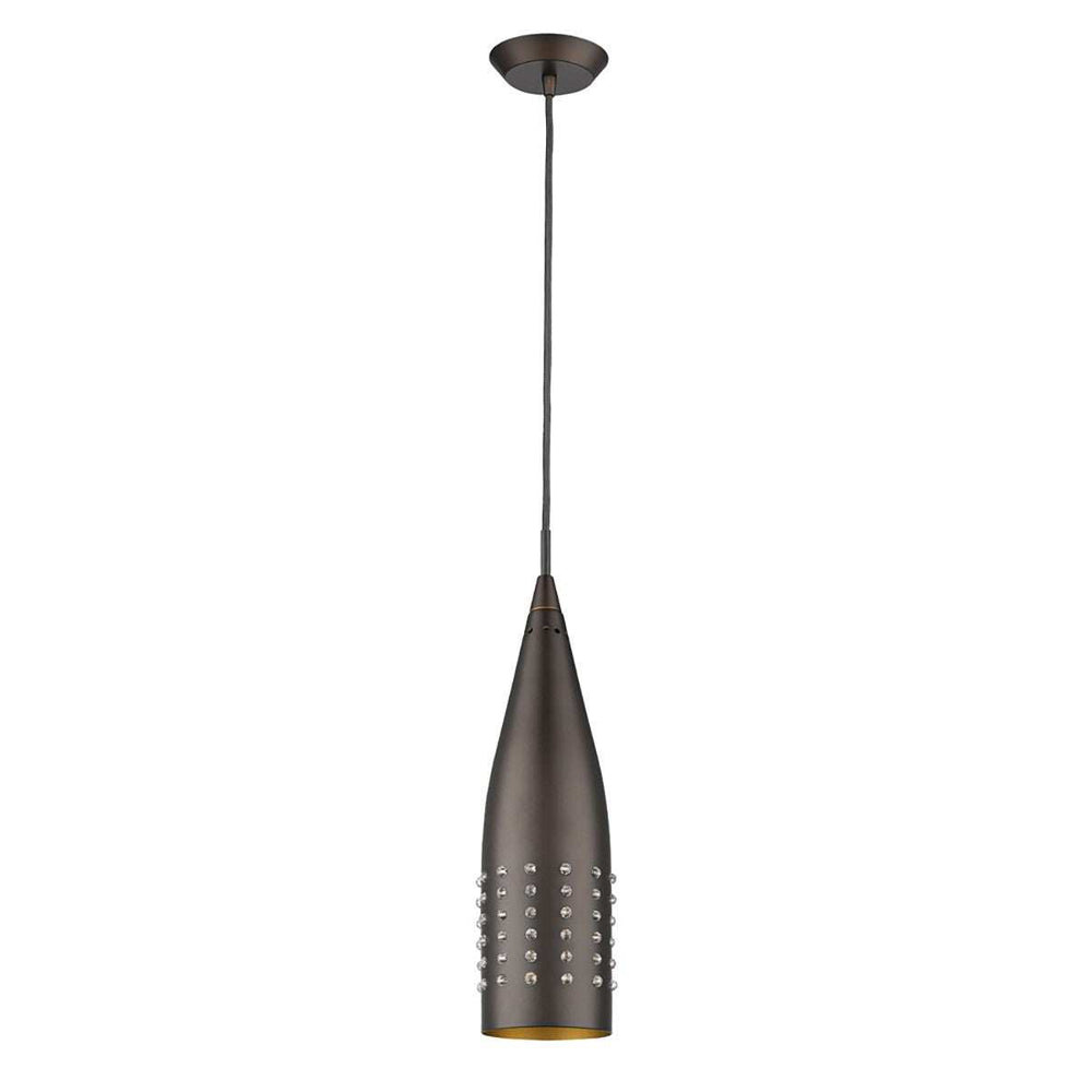 Narrow Bronze Hanging Light with Glass Studs - Homeroots - Flyclothing LLC