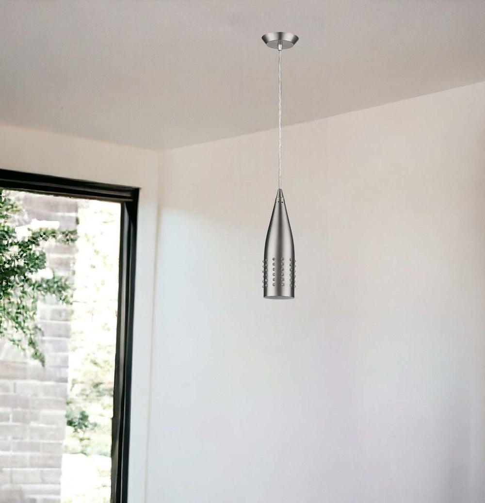 Narrow Silver Hanging Light with Glass Studs - Homeroots - Flyclothing LLC