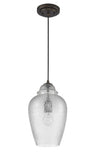 Antique Bronze Hanging Light with Textured Glass Shade - Homeroots - Flyclothing LLC