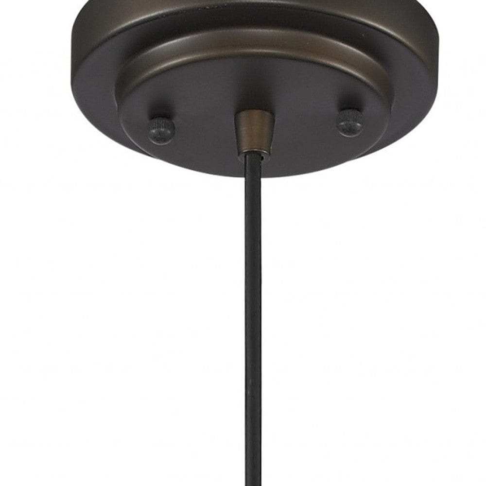 Antique Bronze Hanging Light with Textured Glass Shade - Homeroots - Flyclothing LLC