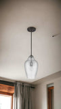 Antique Bronze Hanging Light with Textured Glass Shade - Homeroots - Flyclothing LLC