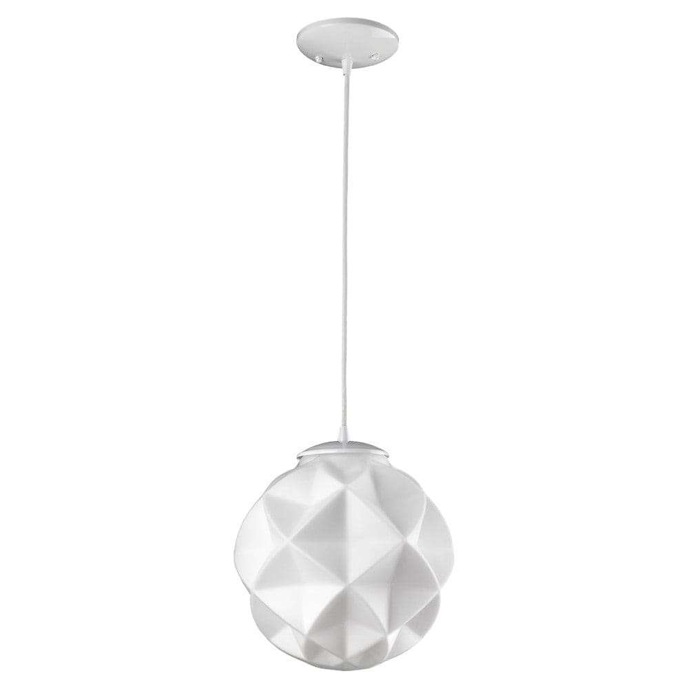Nova 1-Light White Mini Pendant With Geometric Globe Shade - Homeroots - Flyclothing LLC