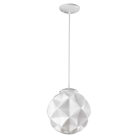 Nova 1-Light White Mini Pendant With Geometric Globe Shade - Homeroots - Flyclothing LLC