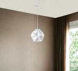 Nova 1-Light White Mini Pendant With Geometric Globe Shade - Homeroots - Flyclothing LLC