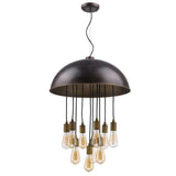 Keough 10-Light Oil-Rubbed Bronze Bowl Pendant With Raw Brass Sockets - Homeroots - Flyclothing LLC