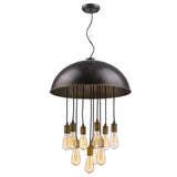 Keough 10-Light Oil-Rubbed Bronze Bowl Pendant With Raw Brass Sockets - Homeroots - Flyclothing LLC
