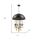 Keough 10-Light Oil-Rubbed Bronze Bowl Pendant With Raw Brass Sockets - Homeroots - Flyclothing LLC