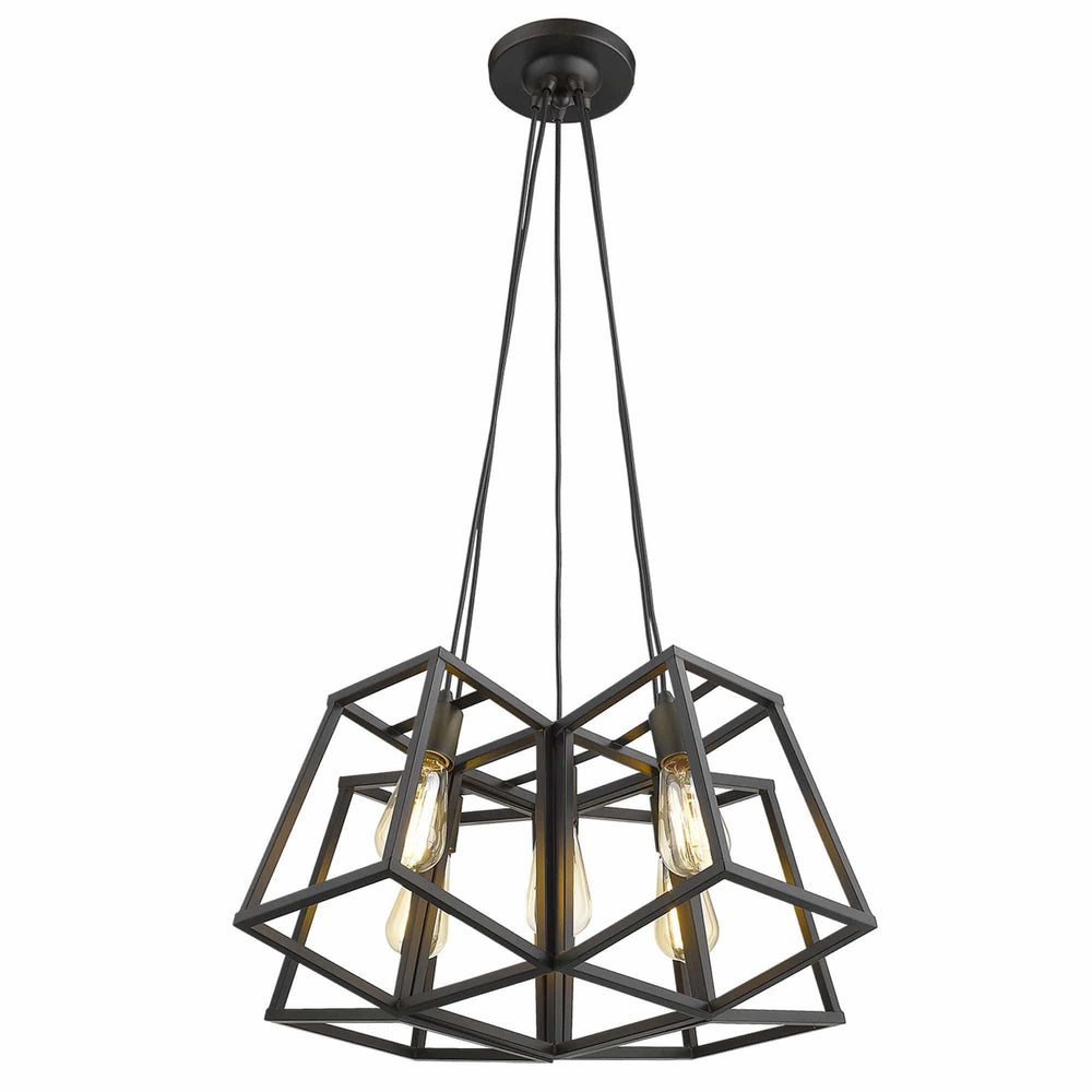 Bronze Lantern Five Light Metal Dimmable Chandelier - Homeroots - Flyclothing LLC