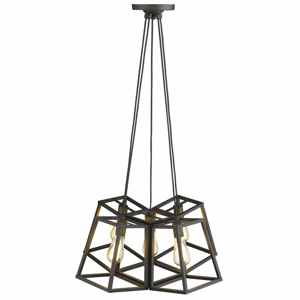 Bronze Lantern Five Light Metal Dimmable Chandelier - Homeroots - Flyclothing LLC