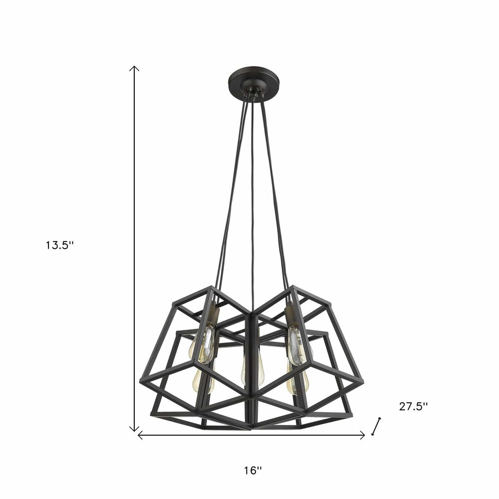 Bronze Lantern Five Light Metal Dimmable Chandelier - Homeroots - Flyclothing LLC