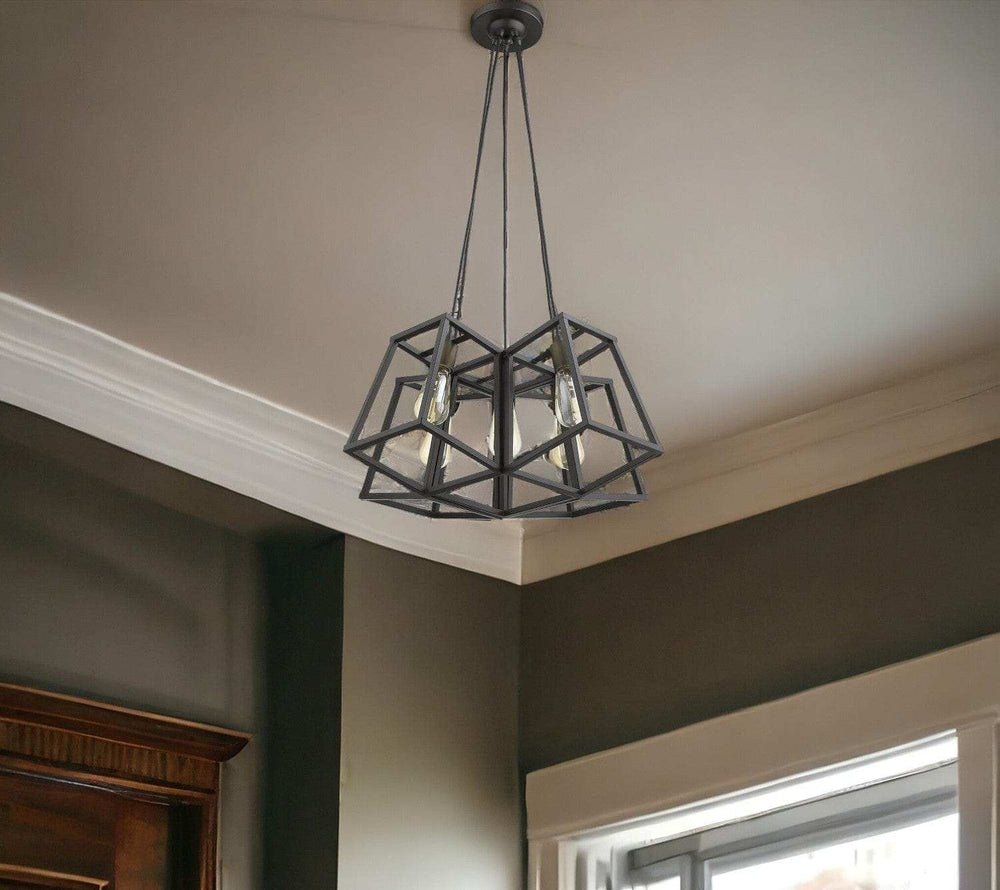Bronze Lantern Five Light Metal Dimmable Chandelier - Homeroots - Flyclothing LLC