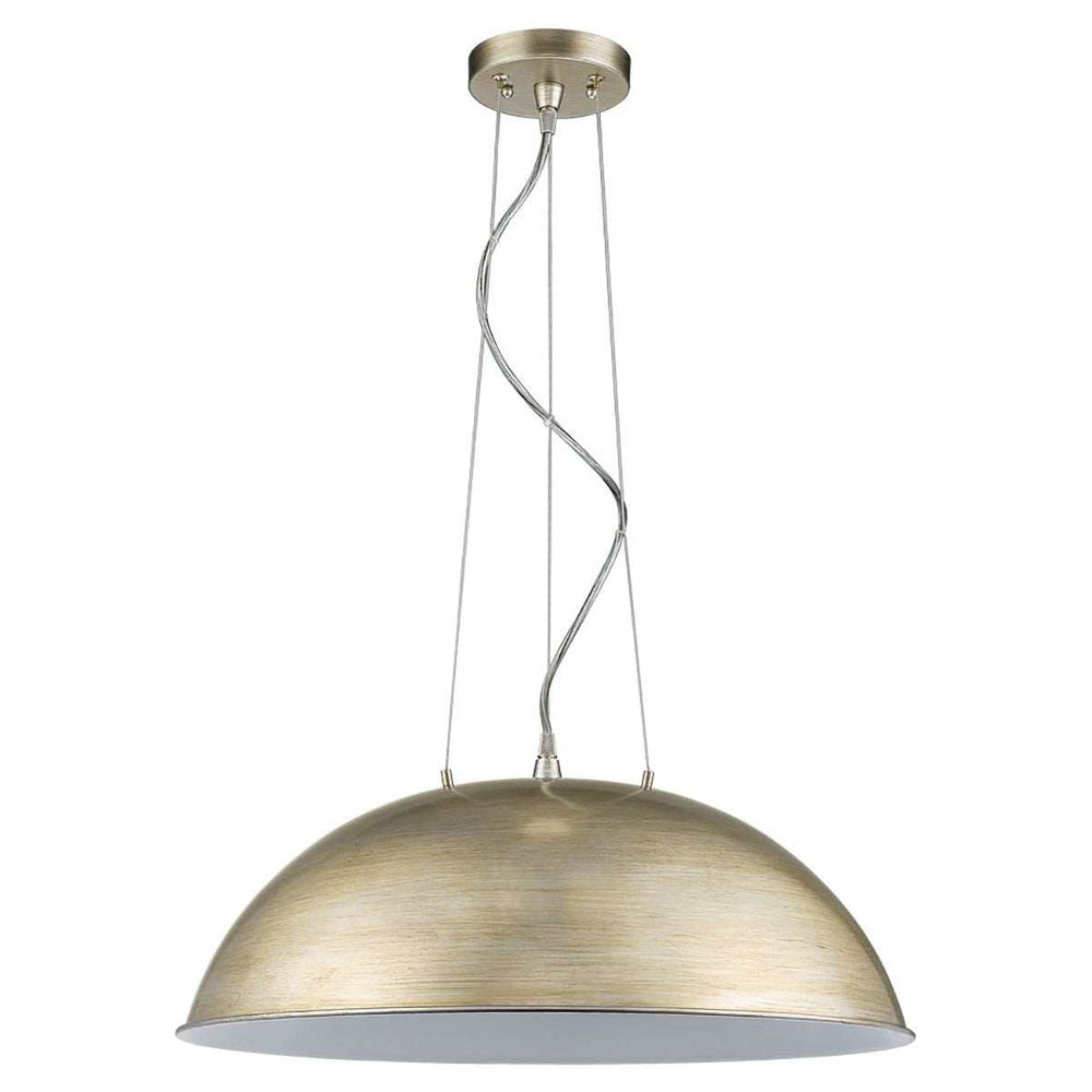 Layla 1-Light Washed Gold Bowl Pendant With Gloss White Interior Shade - Homeroots - Flyclothing LLC