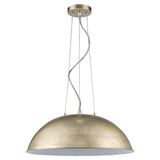Layla 1-Light Washed Gold Bowl Pendant With Gloss White Interior Shade - Homeroots - Flyclothing LLC