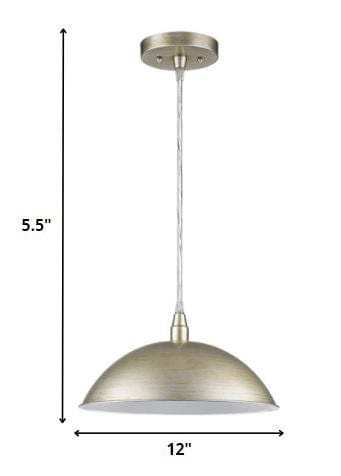 Silver Metal Hanging Light with Dome Shade - Homeroots - Flyclothing LLC