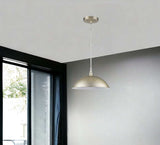 Silver Metal Hanging Light with Dome Shade - Homeroots - Flyclothing LLC
