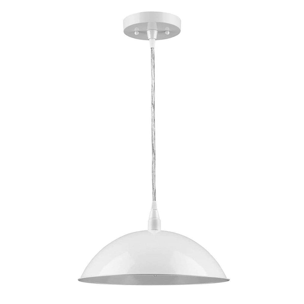 White Metal Hanging Light with Dome Shade - Homeroots - Flyclothing LLC