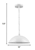 White Metal Hanging Light with Dome Shade - Homeroots - Flyclothing LLC