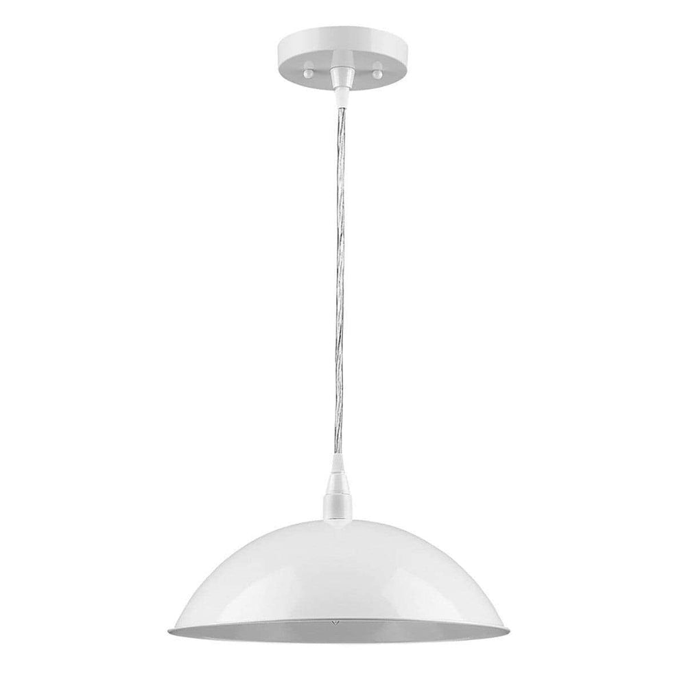 White Metal Hanging Light with Dome Shade - Homeroots - Flyclothing LLC