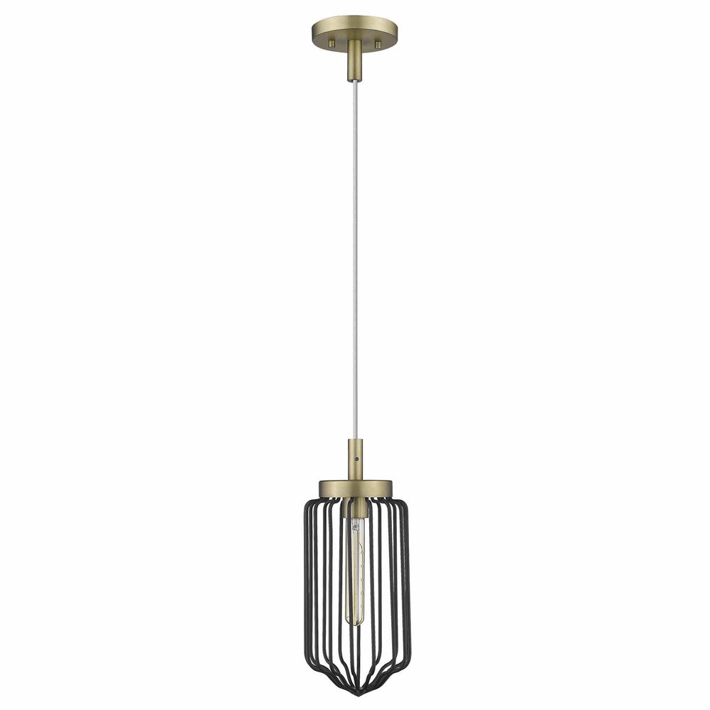 Gold and Black Metal Cage Pendant Hanging Light - Homeroots - Flyclothing LLC