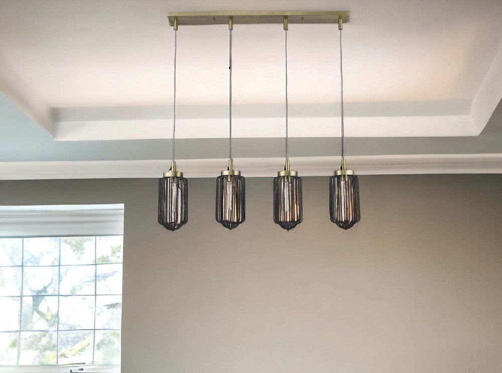 Reece 4-Light Aged Brass Island Pendant - Homeroots - Flyclothing LLC