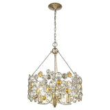 Silver Three Light Metal and Crystals Dimmable Chandelier With Silver Shades - Homeroots - Flyclothing LLC