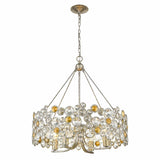 Silver Shaded Four Light Metal and Crystals Dimmable Chandelier With Silver Shades - Homeroots - Flyclothing LLC